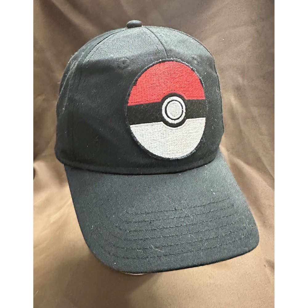 90s Pokemon Ball Embroidered Black SnapBack One Size OTTO Cap Hat